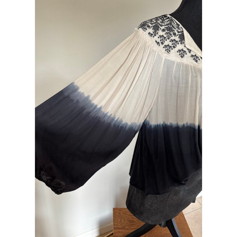 🌟ANTHROPOLOGIE FLOREAT Dip dyed ombré and embroidered tunic - Picture 4 of 13